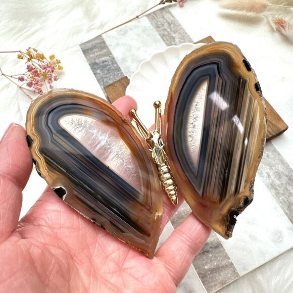 Beautiful Agate Butterfly | Agate Slices | Agate Butterfly Figurine - Picture 1 of 8